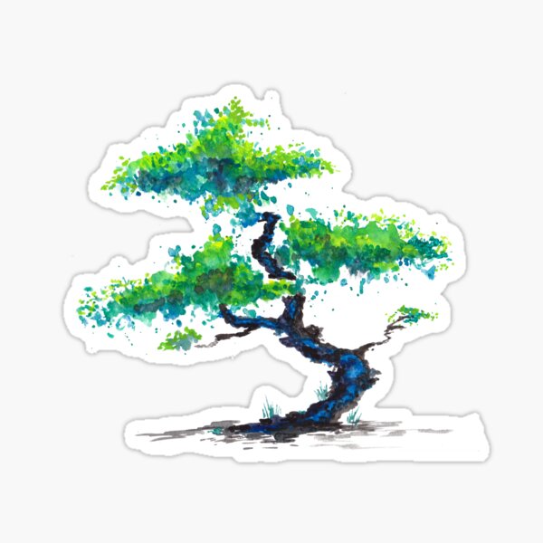 Blaue Bonsai Sticker