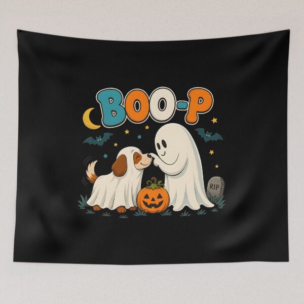Item preview, Cute Boo-P Dog And Ghost Halloween Art designed and sold by OlyvieArt.