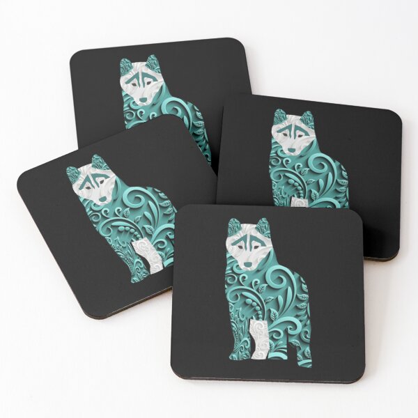 Item preview, Turquoise Floral Filigree Wolf Silhouette Art designed and sold by WilmaKindle.
