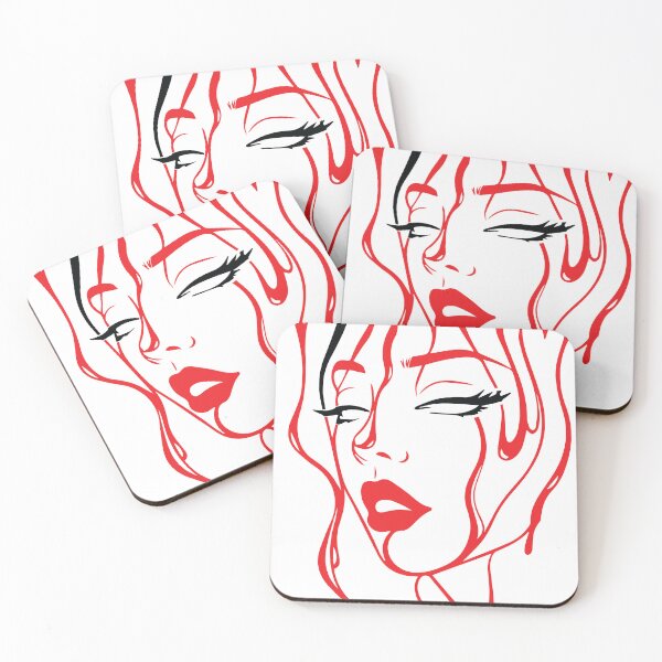 Item preview, Red Venom Liquid Line Art Woman Face designed and sold by VisionaryEriola.
