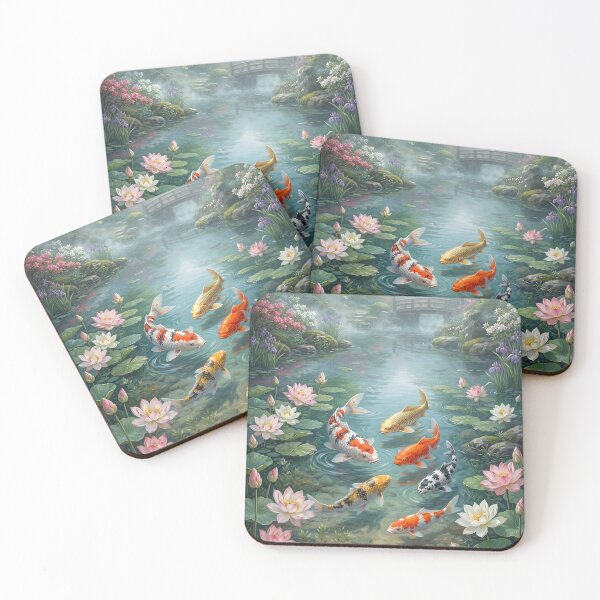 Item preview, Koi Dream Pond – Japanese Koi Fish Botanical Water Garden Wall Art designed and sold by ZyxDes.