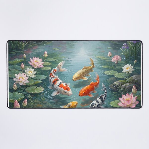 Item preview, Koi Dream Pond – Japanese Koi Fish Botanical Water Garden Wall Art designed and sold by ZyxDes.