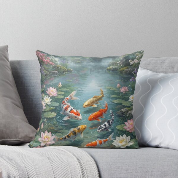 Item preview, Koi Dream Pond – Japanese Koi Fish Botanical Water Garden Wall Art designed and sold by ZyxDes.