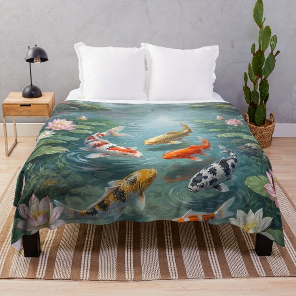 Item preview, Koi Dream Pond – Japanese Koi Fish Botanical Water Garden Wall Art designed and sold by ZyxDes.