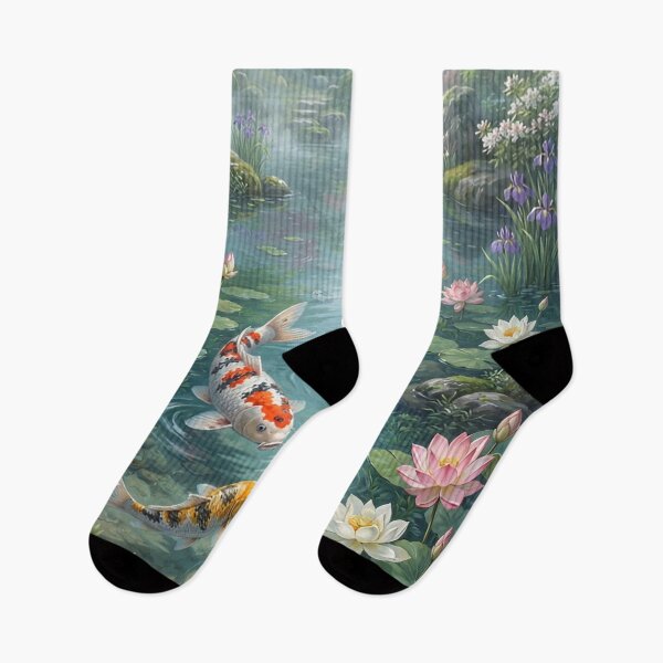 Item preview, Koi Dream Pond – Japanese Koi Fish Botanical Water Garden Wall Art designed and sold by ZyxDes.