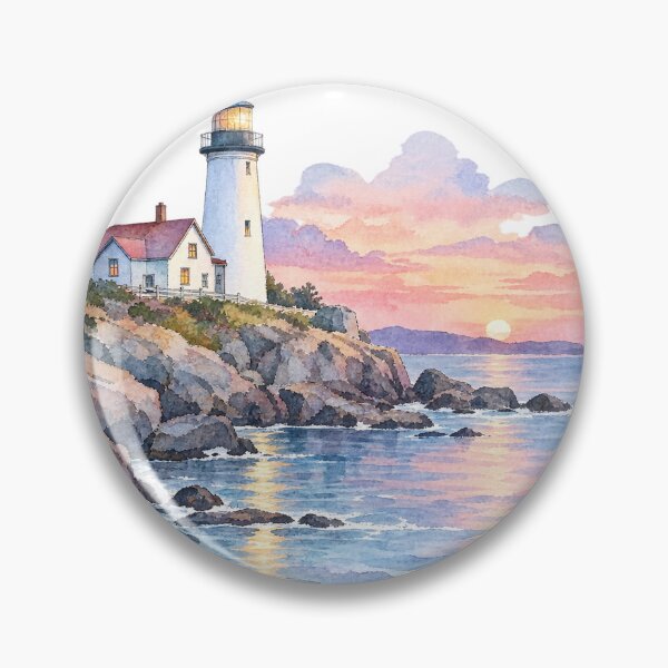 Item preview, Lighthouse on the cliffs at sunset designed and sold by LongIslandDesgn.