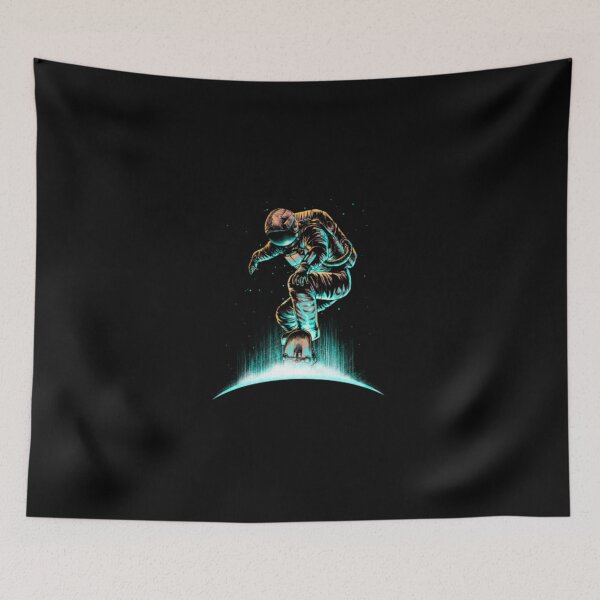 Item preview, Cosmic Astronaut Skateboarder Neon Line Art designed and sold by WilmaKindle.