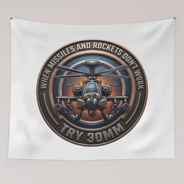 Item preview, AH-64 Apache Attack Helicopter 30mm Tactical Cannon Humor designed and sold by ArtDreams92.