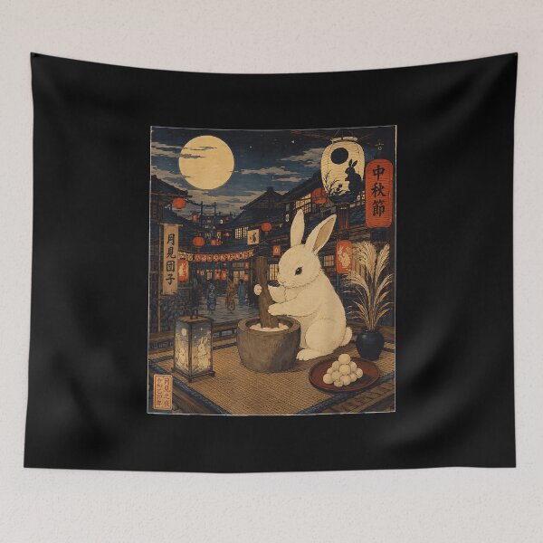 Item preview, Chinese Folk Art Mid Autumn Festival Rabbit Mooncake Bunny designed and sold by LorenaVirex.
