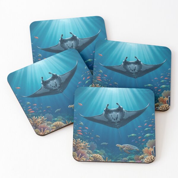 Item preview, Manta Ray Ocean Wall Art – Majestic Underwater Marine Wildlife Illustration Poster – Sea Life Print – Nautical Home Decor – Ocean Lover Gift designed and sold by ZyxDes.