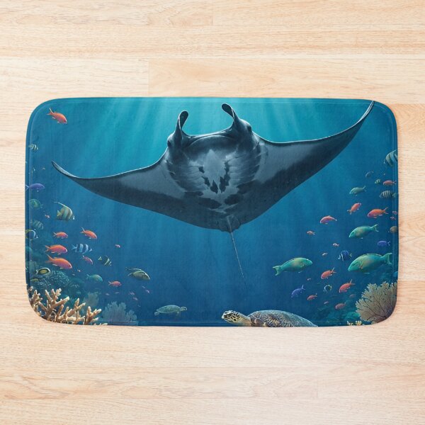 Item preview, Manta Ray Ocean Wall Art – Majestic Underwater Marine Wildlife Illustration Poster – Sea Life Print – Nautical Home Decor – Ocean Lover Gift designed and sold by ZyxDes.