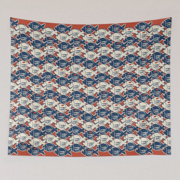 Item preview, Koi Wave Tessellation Escher Ukiyo-e Negative Space Pattern designed and sold by KungPowUnicorn.