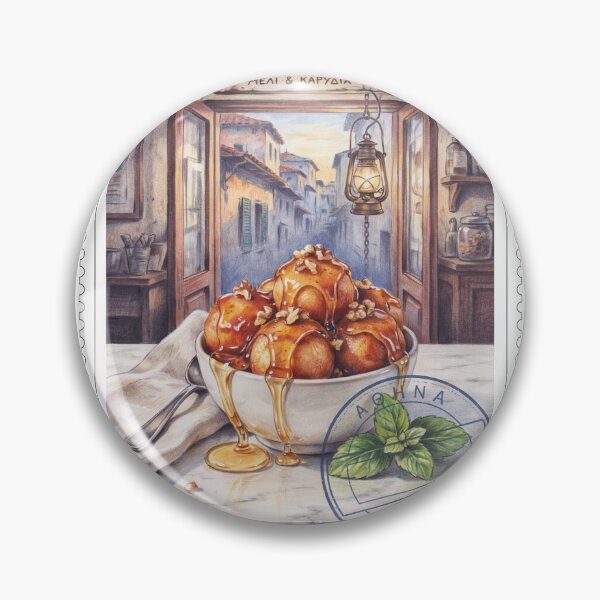 Item preview, Athens Loukoumades Café Moment — Greek Dessert Art designed and sold by stickercuffs.