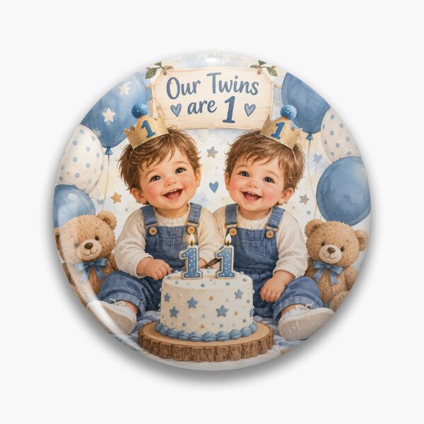 Item preview, Our Twin Boys Are Turning 1 – First Birthday Twins designed and sold by NestDesigns01.