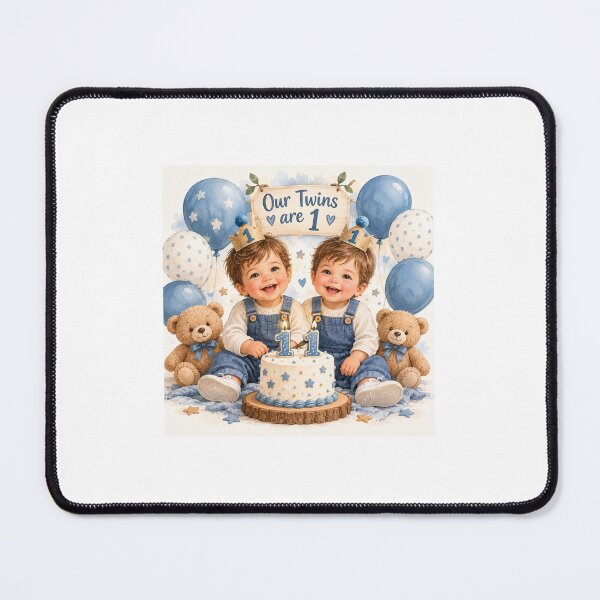 Item preview, Our Twin Boys Are Turning 1 – First Birthday Twins designed and sold by NestDesigns01.