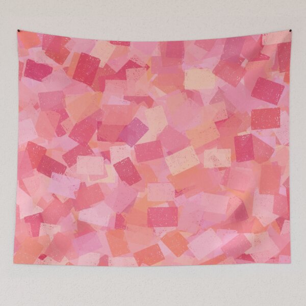 Aperçu de l'œuvre Motif abstrait cubiste rose et orange créée et vendue par ArtbyDebbieC.