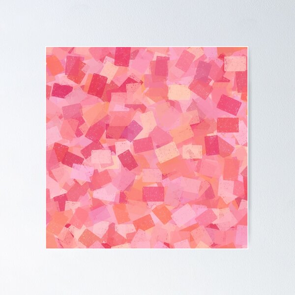 Artikelvorschau, Kubismus abstraktes rosa-oranges Muster entworfen und verkauft von ArtbyDebbieC.