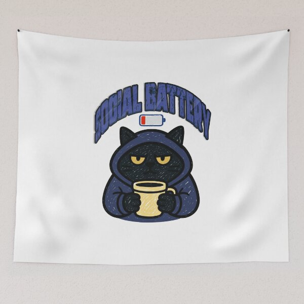 Item preview, Empty Social Battery Funny Grumpy Cat With Coffee Introvert Humor designed and sold by Créative touche .