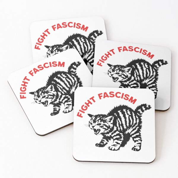 Item preview, Fight Fascism Funny Angry Cat designed and sold by Crookedorbit ⭐⭐⭐⭐⭐ .