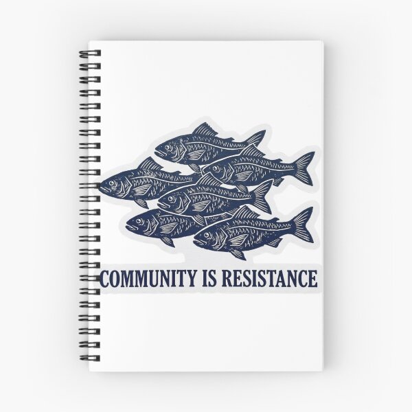 Item preview, Community Is Resistance School of Fish Linocut Mutual Aid Activist Quote designed and sold by raedattia.