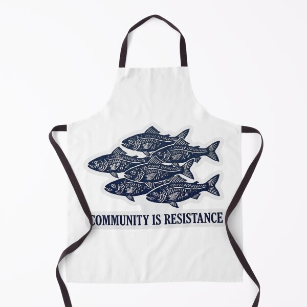 Item preview, Community Is Resistance School of Fish Linocut Mutual Aid Activist Quote designed and sold by raedattia.