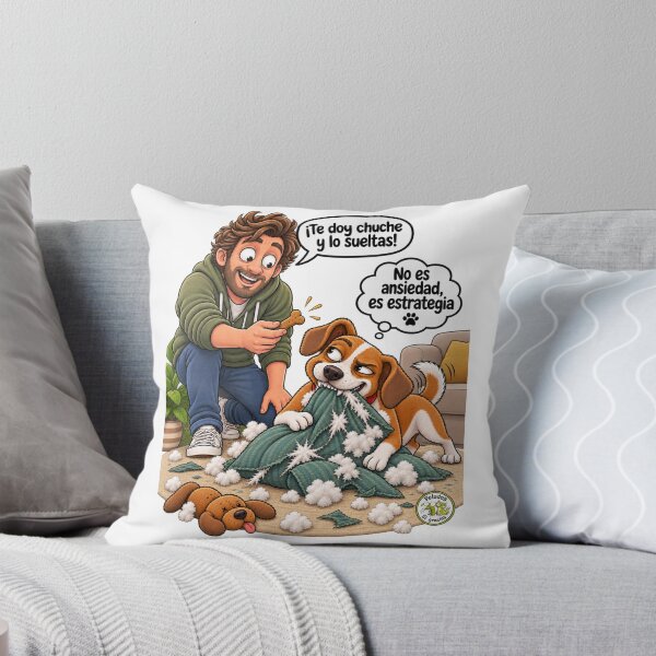 Item preview, Canine humor: dog destroying cushion for a treat designed and sold by Peludos, Sí gracias.
