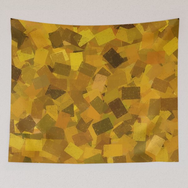 Aperçu de l'œuvre Cubisme abstrait motif jaune-brun créée et vendue par ArtbyDebbieC.