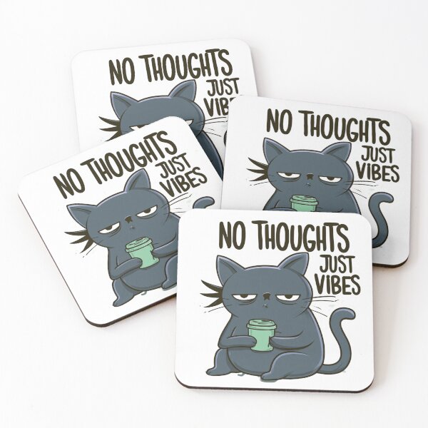 Item preview, No Thoughts Just Vibes Grumpy Cat Coffee designed and sold by NicolasGlowArt.