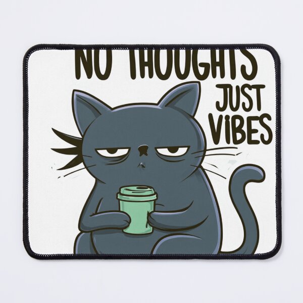 Item preview, No Thoughts Just Vibes Grumpy Cat Coffee designed and sold by NicolasGlowArt.