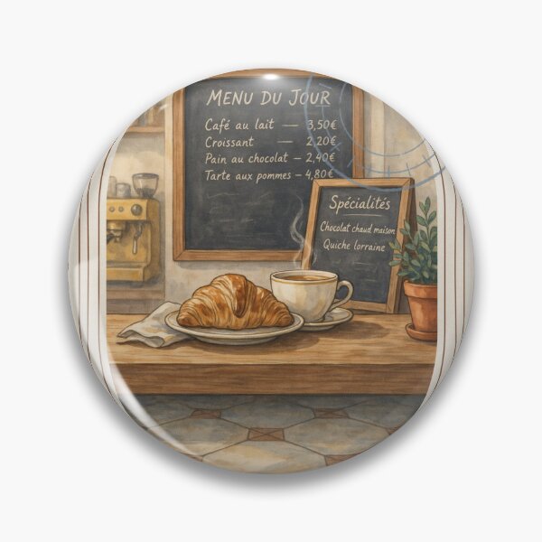Item preview, Paris Croissant Morning Café — French Breakfast Art designed and sold by stickercuffs.