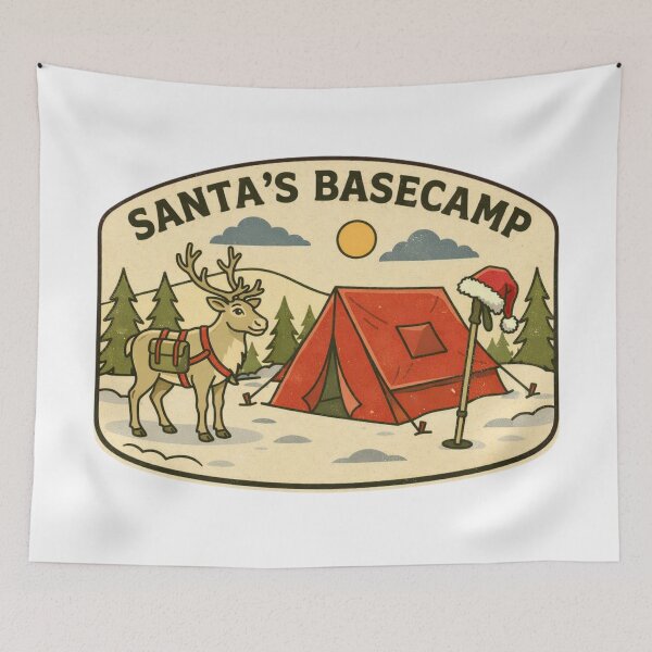 Item preview, Santa’s Basecamp Holiday Hiking Adventure Badge designed and sold by GabeMountainArt.