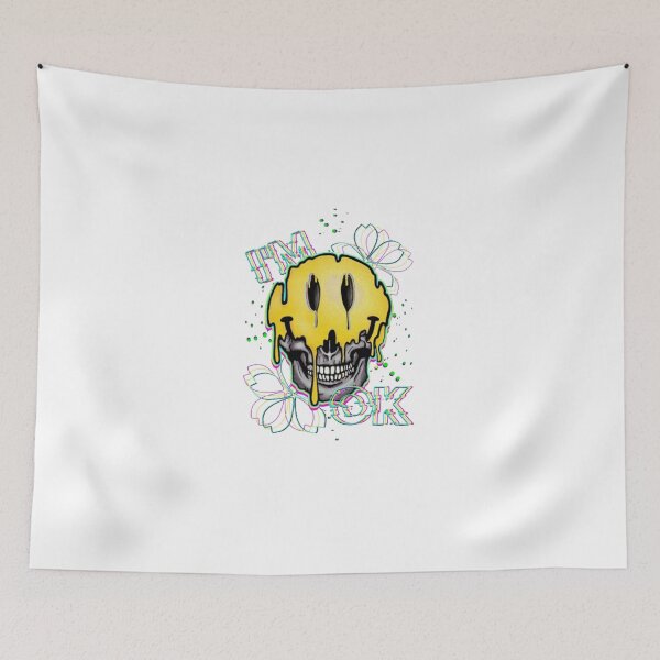 Item preview, Aesthetic Melting Acid Smile Skull Glitch Art designed and sold by madumetenika.