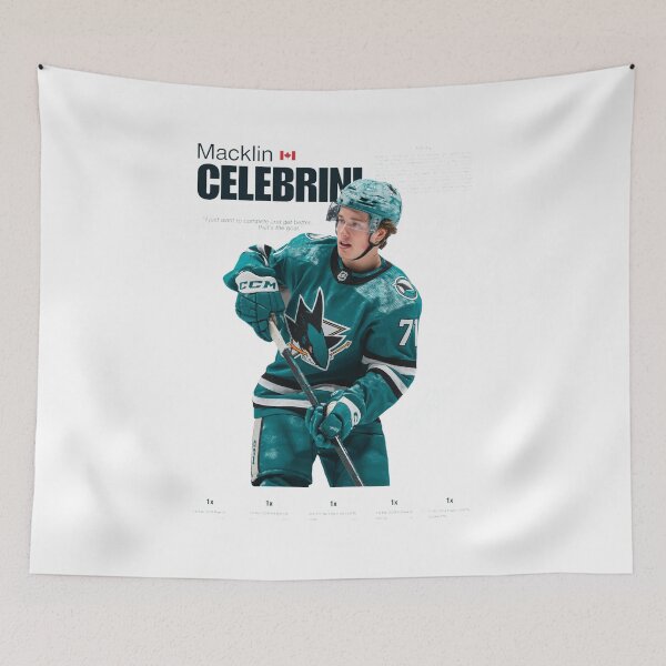 Item preview, Macklin Celebrini Hockey Star with Number 71 Teal designed and sold by TRINIKWITH.