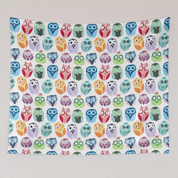 Item preview, Colorful Funny Owls Pattern – Cute Cartoon Owl Design designed and sold by Ceylo Art.