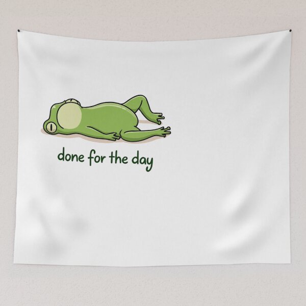 Item preview, Done For The Day Sleepy Frog Relaxing Cartoon designed and sold by NicolasGlowArt.