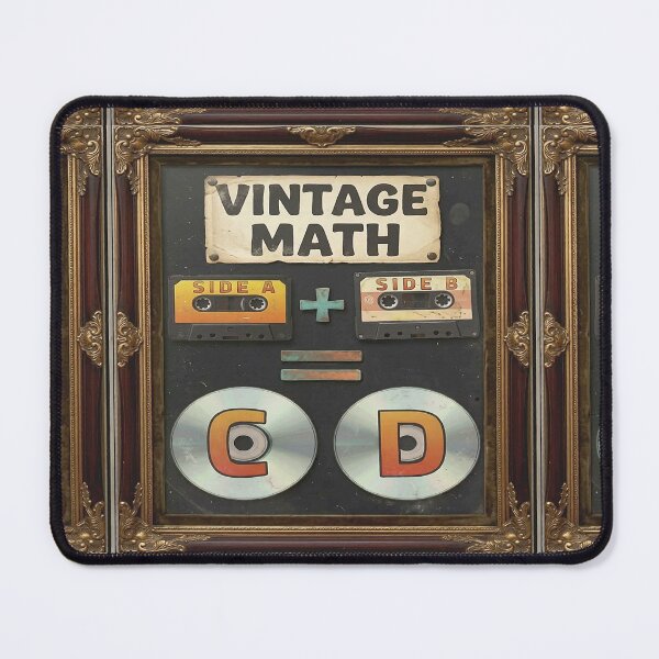 Item preview, Funny Vintage Retro of Music Math Cassette Tape CD Joke Pun | VINTAGE MATH - SIDE A + SIDE B = CD. designed and sold by Giulivo Store Graphic.