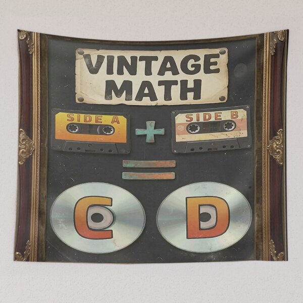 Item preview, Funny Vintage Retro of Music Math Cassette Tape CD Joke Pun | VINTAGE MATH - SIDE A + SIDE B = CD. designed and sold by Giulivo Store Graphic.