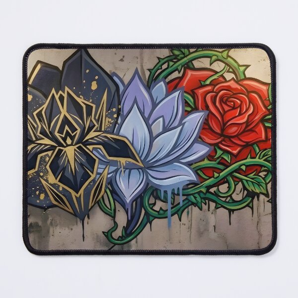 Item preview, Urban Botanical Graffiti Floral Wall Art | Street Art Rose Lotus Iris Canvas Print | Modern Urban Flower Mural Poster | Bold Edgy Living Room Decor designed and sold by SergioMiklos.