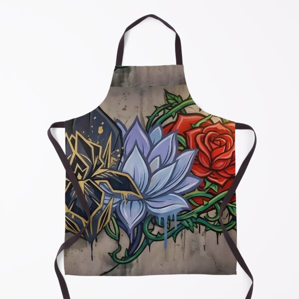 Item preview, Urban Botanical Graffiti Floral Wall Art | Street Art Rose Lotus Iris Canvas Print | Modern Urban Flower Mural Poster | Bold Edgy Living Room Decor designed and sold by SergioMiklos.