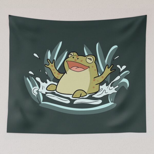 Item preview, Frog Happy Splashing in Water Cute Goblincore Toad Illustration designed and sold by LeshanArt.