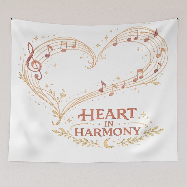 Item preview, Heart in Harmony Musical Notes Treble Clef Celestial Music Art Design designed and sold by inkoutninja.