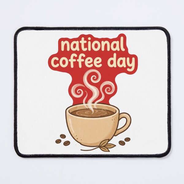 Item preview, National Coffee Day Cute Steaming Coffee Mug Illustration designed and sold by Xeneros.