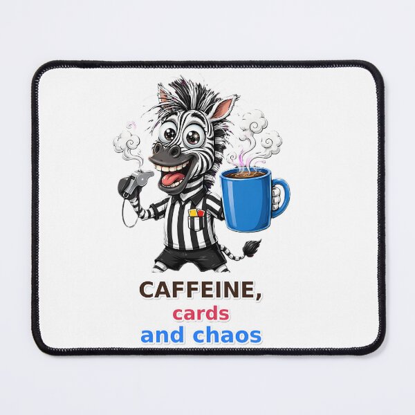 Item preview, Funny Football Referee Zebra Caffeine Cards Chaos designed and sold by GalaxyShirtUS.