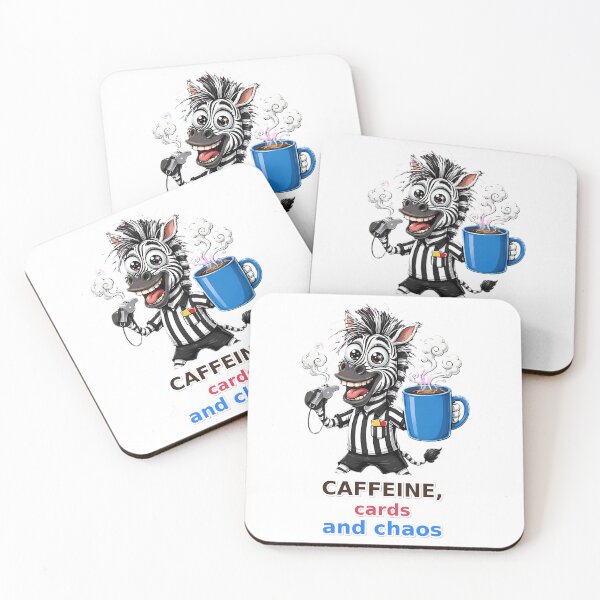 Item preview, Funny Football Referee Zebra Caffeine Cards Chaos designed and sold by GalaxyShirtUS.