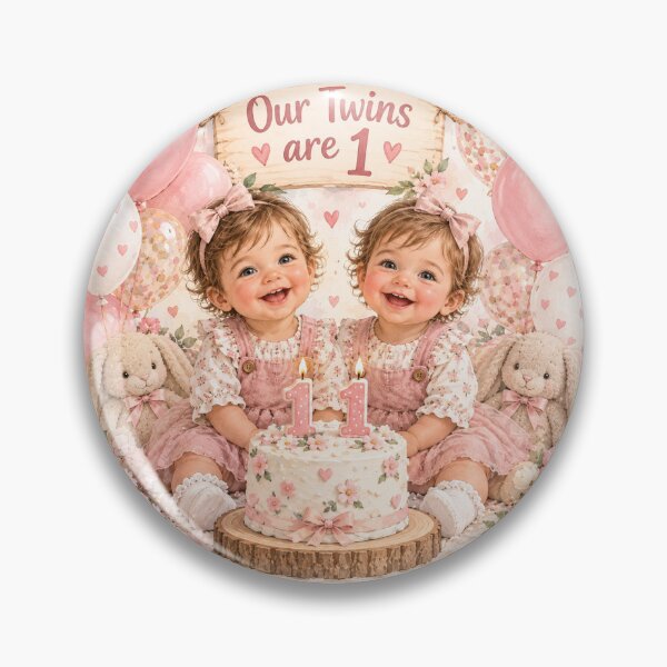 Item preview, Our Twin Girls Are Turning 1 – First Birthday Twins designed and sold by NestDesigns01.