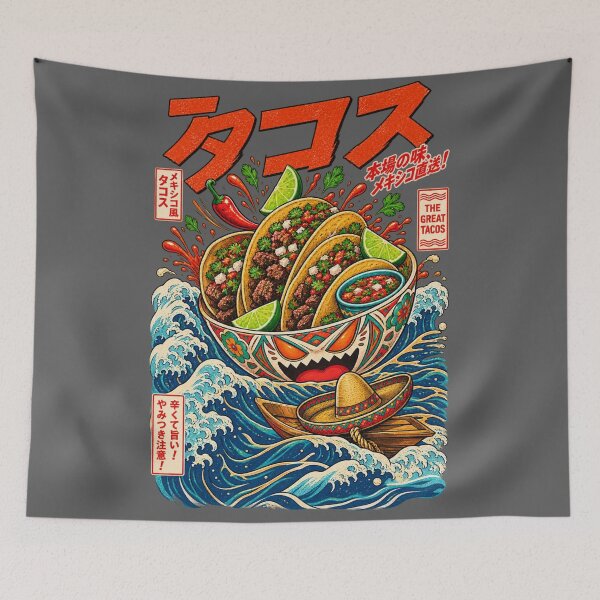 Item preview, Japanese Retro Tacos Mexican Food Art designed and sold by ElizBurkes.