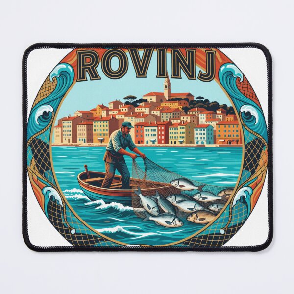 Item preview, Rovinj Fishing Croatia Sticker designed and sold by Imaginarium of Chaos falcon88 .