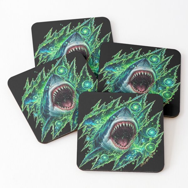 Item preview, Neon Green Shark Galaxy Rift - Toxic Cosmic Predator Art designed and sold by KingofHearts25.