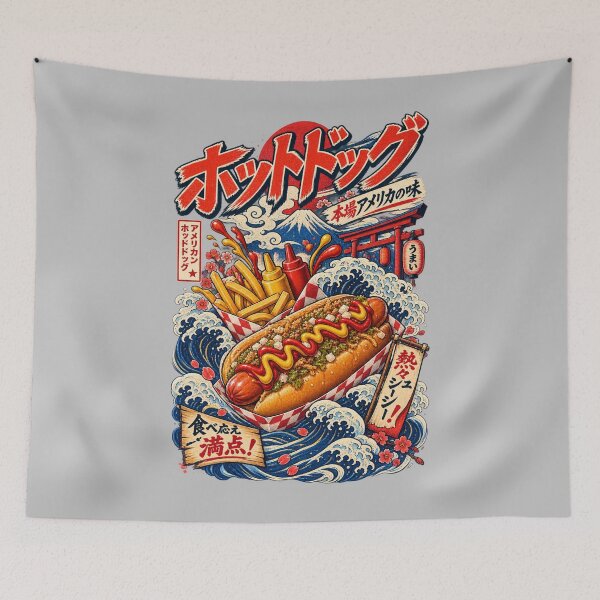 Item preview, Japanese Retro Hot Dog Food Art designed and sold by ElizBurkes.