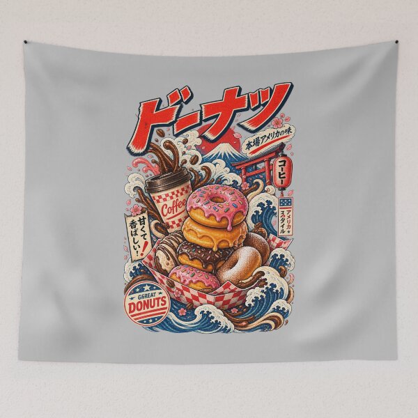 Item preview, Japanese Retro Donuts Coffee Food Art designed and sold by ElizBurkes.